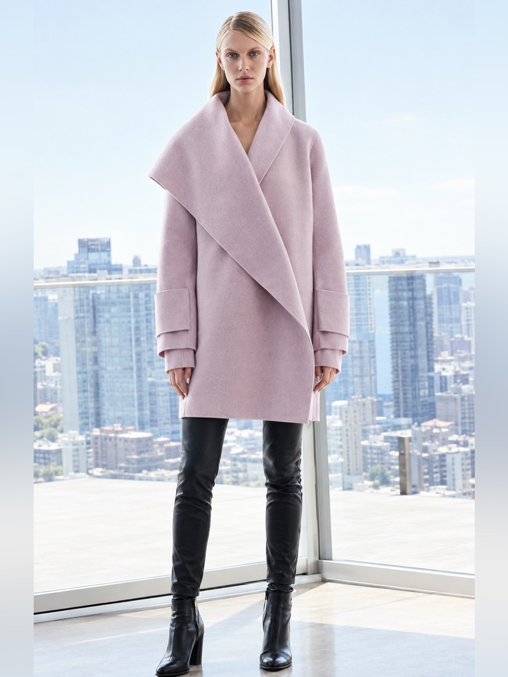 Vince 100% wool wrap coat , sz : medium
